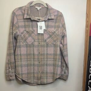 Beachlunchlounge Pink and Gray Plaid Shirt